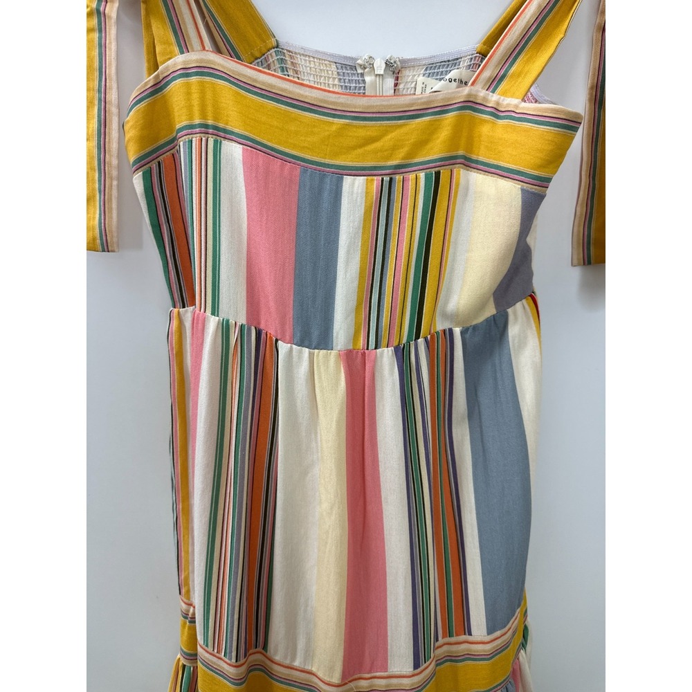 By Together Striped Tiered Maxi Dress Yellow Small Tie Shoulder Boho Whimsical - Picture 3 of 15